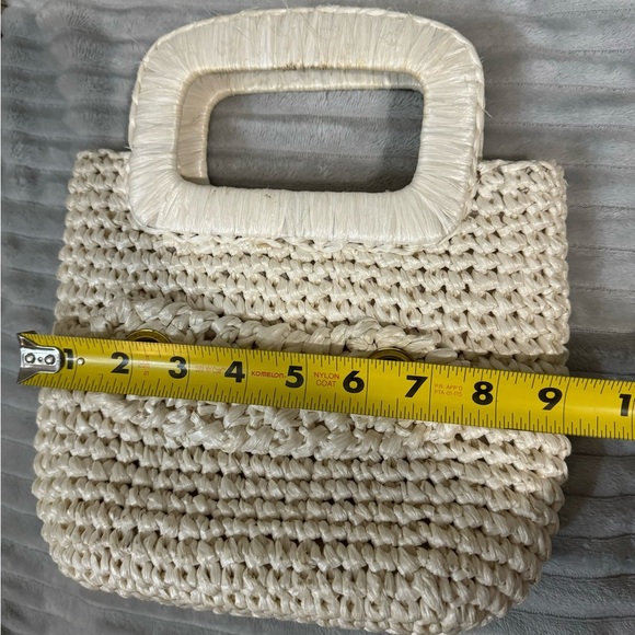 Vintage Cream Hollywood of Shagee California Mini  Straw Handbag Purse 1960s - Picture 8 of 9